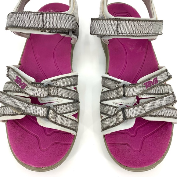 Teva Grey, Silver, and Pink Tirra Kids' Sport Sandal, 5 - Picture 5 of 16